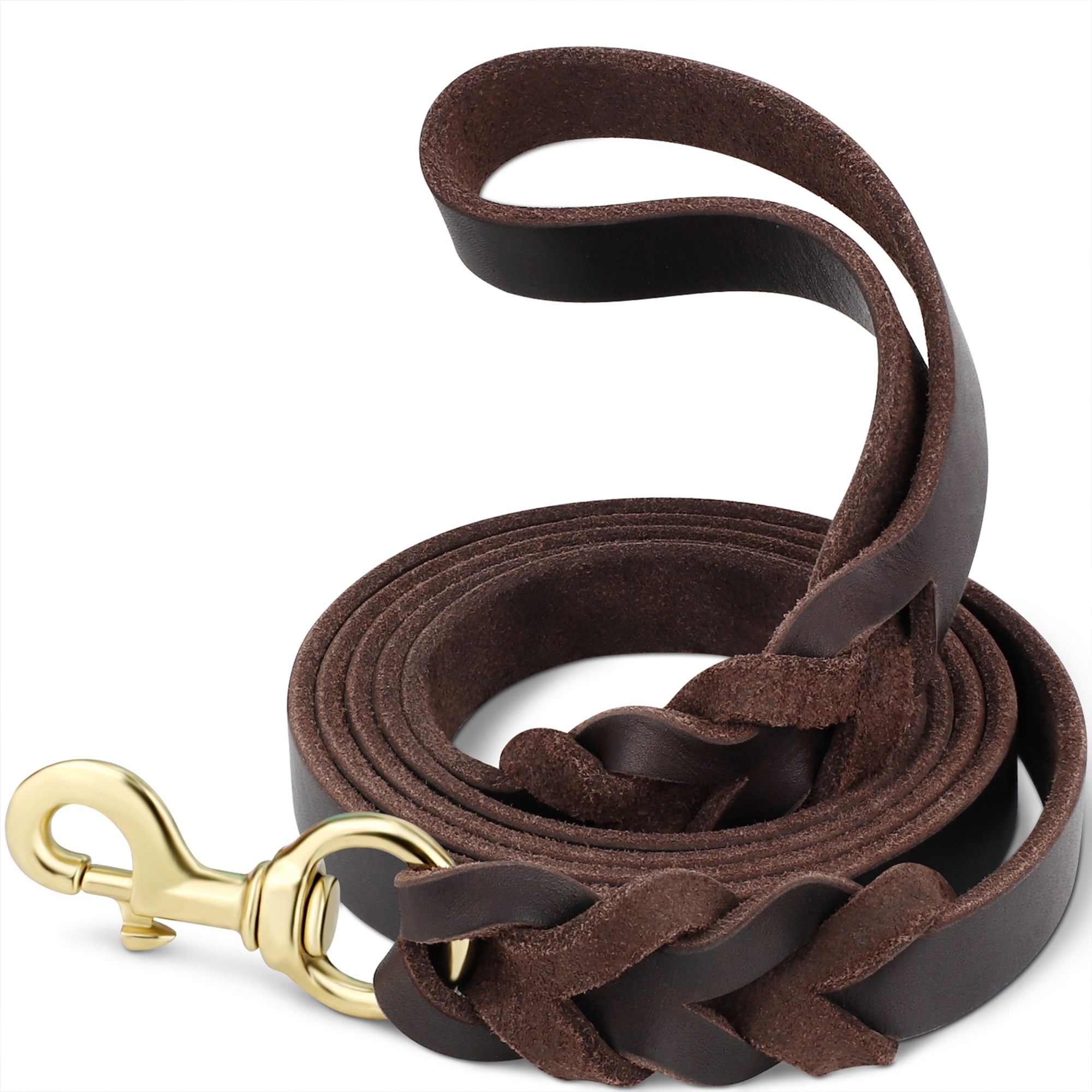 Joytale Leather Dog Leash, Genuine Cowhide Braided Pet Leash for Large