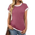 thumbnail image 1 of Joyutrip Women Front Pocket Short Sleeves Round Neck Casual T-Shirt Top, 1 of 5