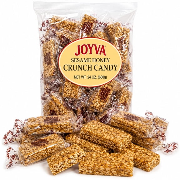 Joyva Sesame Honey Crunch Candy 24 oz Bag | Sweet Honey & Toasted Sesame Squares | Kosher Snack Micheles Pantry