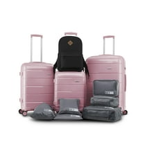 Joyway - 10 Luggage Sets PP Hardside Spinner Luggage - (20", 24", 28")-Rose Gold