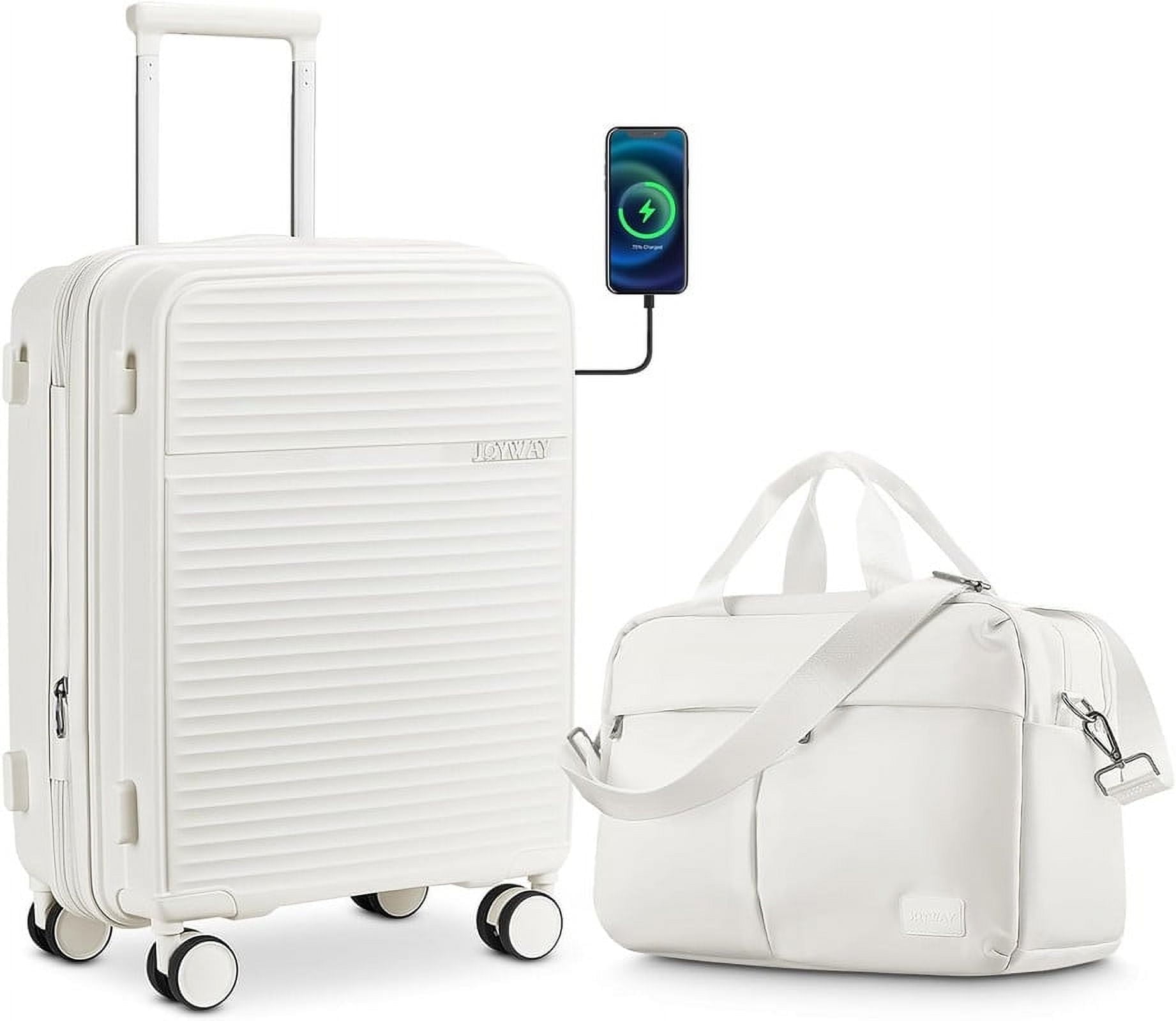 Joyway Lightweight Hardshell Suitcase 2 Set Luggage with Retractable Wheels, USB Charge Port