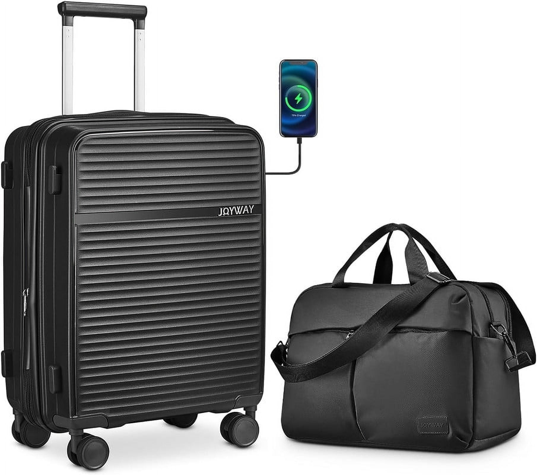 Joyway 2 Luggage Sets PP Hardside USB Charge Port Spinner Luggage