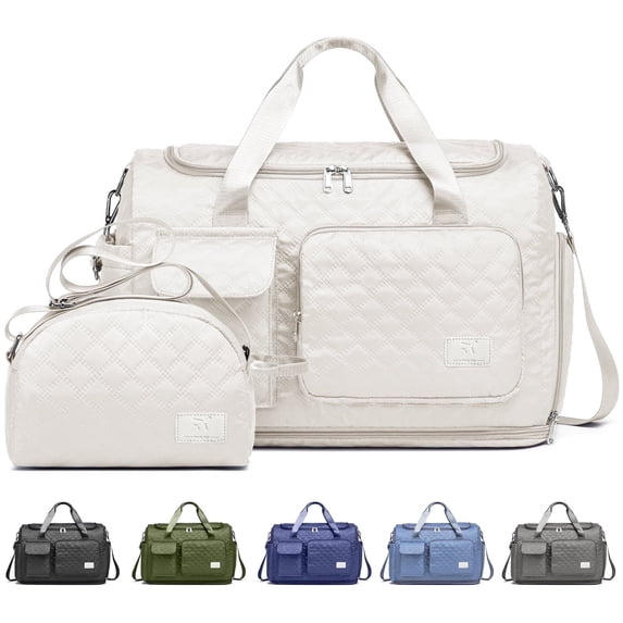 Joyway 2-Piece Expandable Foldable Duffle Bag Set with Wet Pocket and Shoe Compartment, Waterproof Travel and Gym Bags for Men & Women