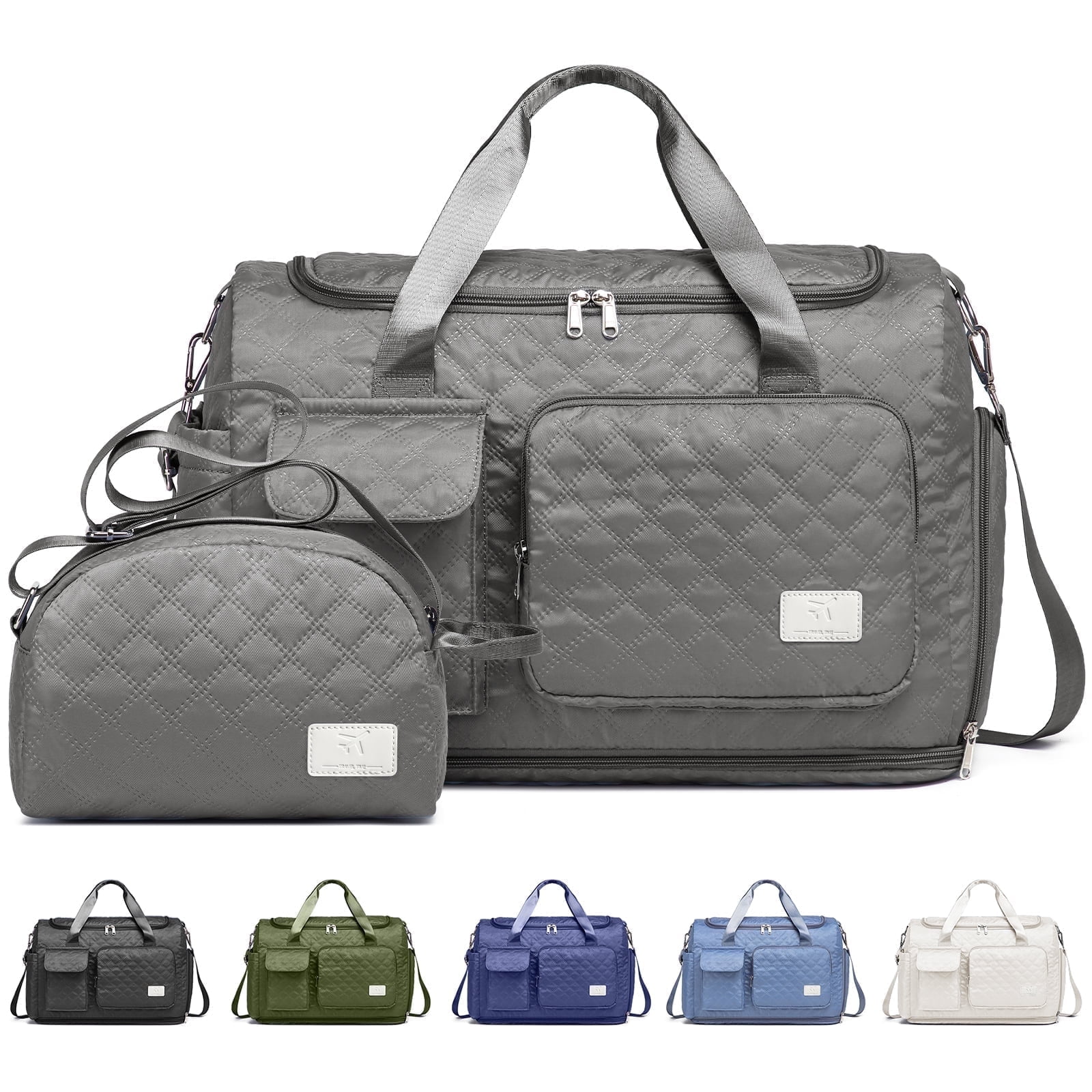 Joyway 2-Piece Expandable Foldable Duffle Bag Set with Wet Pocket and Shoe Compartment, Waterproof Travel and Gym Bags for Men & Women