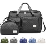 2-Piece Expandable Foldable Duffle Bag Set with Wet Pocket and Shoe Compartment, Waterproof Travel and Gym Bags for Men & Women