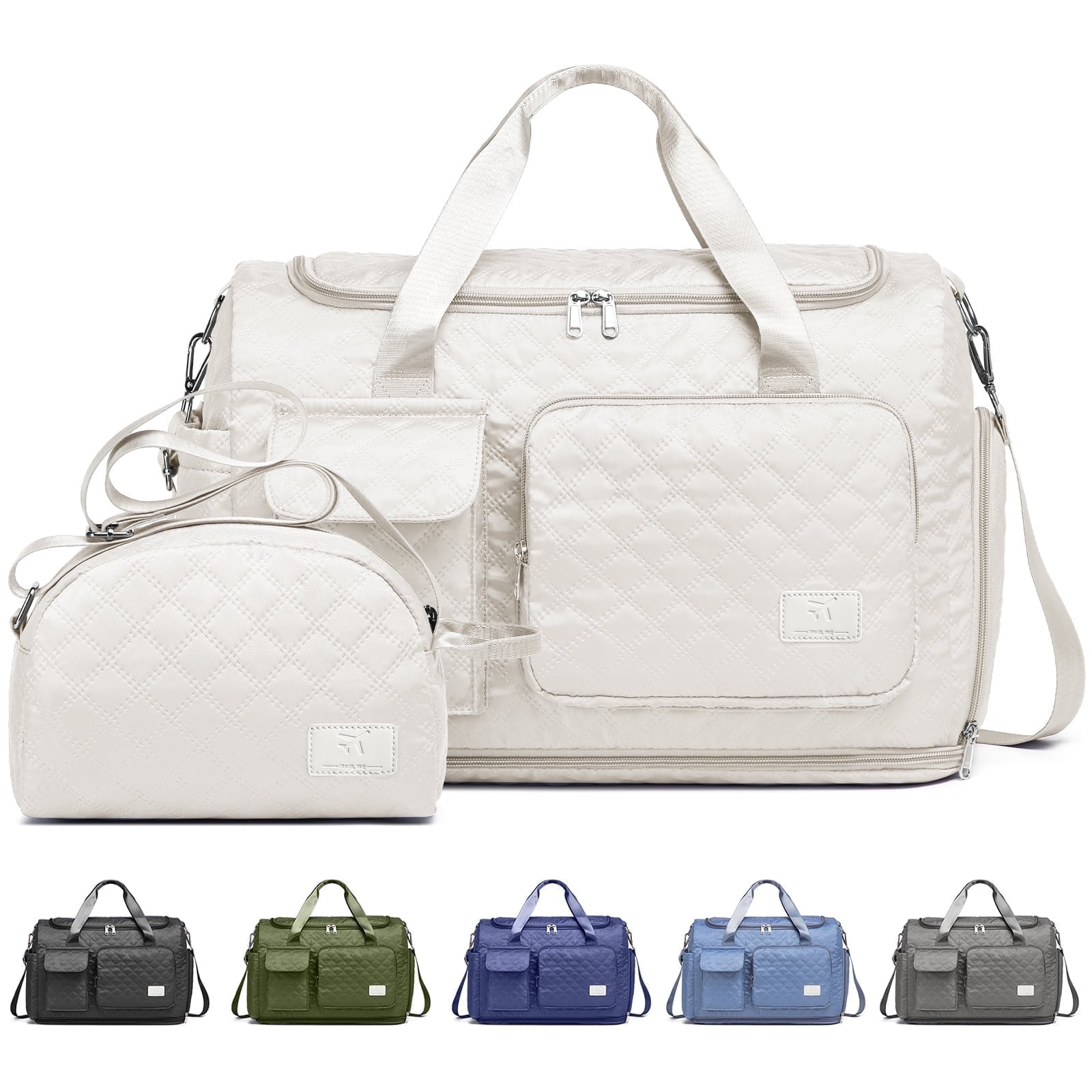 Joyway 2-Piece Expandable Foldable Duffle Bag Set with Wet Pocket and Shoe Compartment, Waterproof Travel and Gym Bags for Men & Women