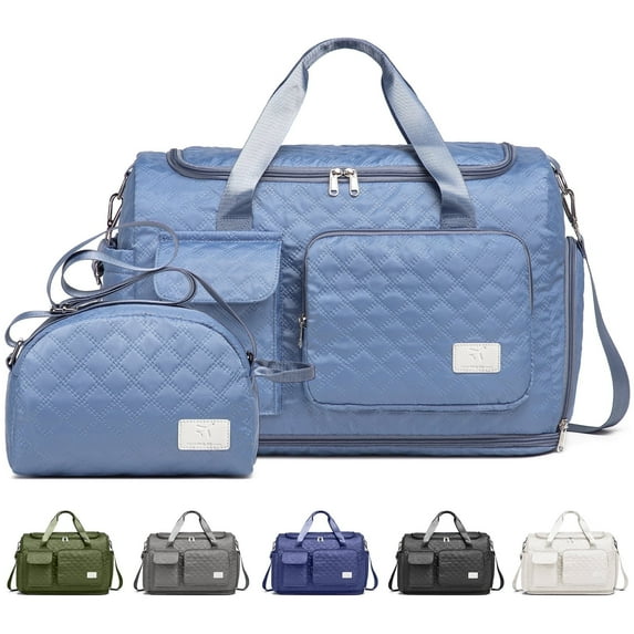 Joyway 2-Piece Expandable Foldable Duffle Bag Set with Wet Pocket and Shoe Compartment, Waterproof Travel and Gym Bags for Men & Women