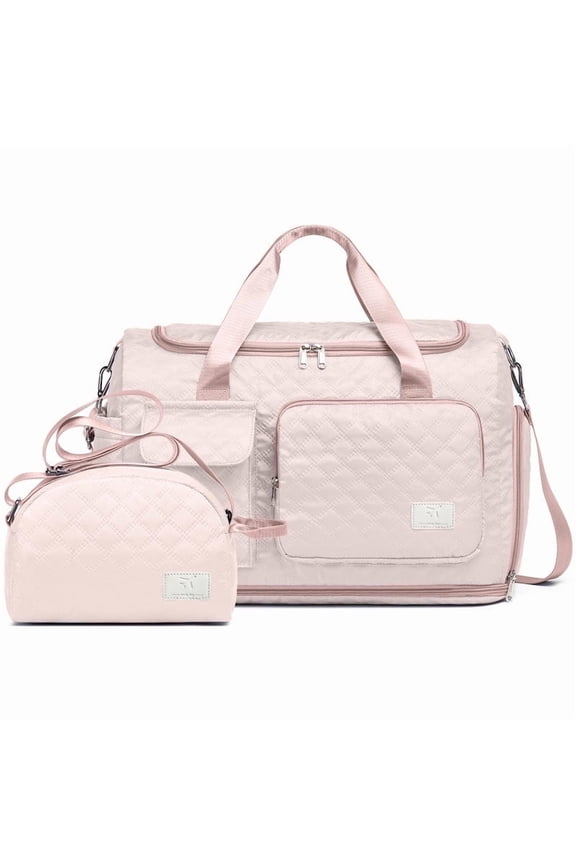 2-Piece Expandable Foldable Duffle Bag Set with Wet Pocket and Shoe Compartment, Waterproof Travel and Gym Bags for Men & Women