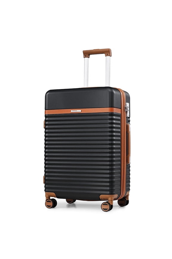 24in Expandable Checked Luggage with ABS Hard Luggage with Double Swivel Wheels TSA Lock