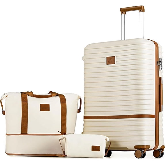 Joyway 28" Checked Luggage with Spinner Wheels,Hardside 3PCS Set with TSA Lock