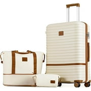 Joyway 28" Checked Luggage with Spinner Wheels，Hardside 3PCS Set with TSA Lock