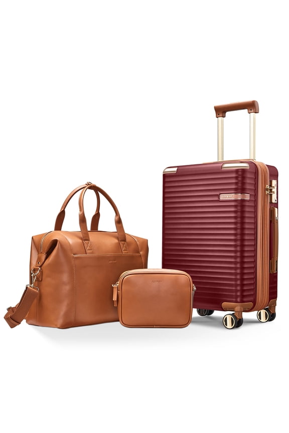 3-Piece Carry-On Luggage Set with Swivel TSA Lock and Leather Carry Bag