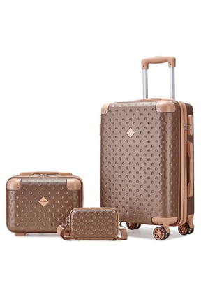 3 Piece Luggage Set with Spinner Wheels Carry-On Suitcase Makeup Case and Crossbody Bag