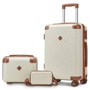 Joyway 3-Piece Carry-on Luggage Set with Swivel Wheel Combination Lock Lightweight Hard Shell Set