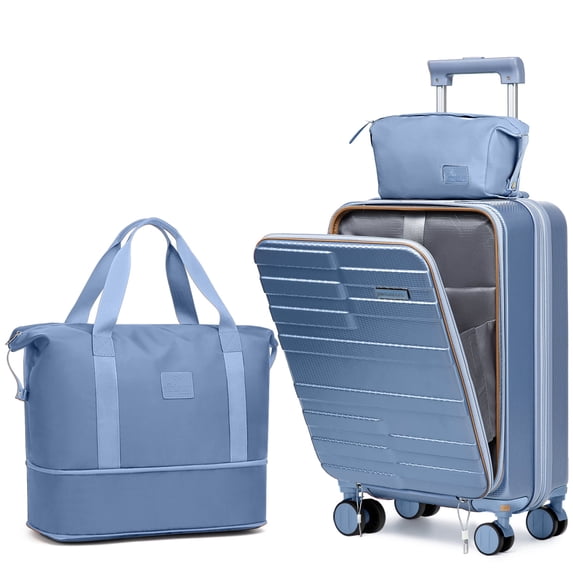 Joyway 3-Piece Front Opening Cover Carry-on Luggage Side Hooks TSA Lock Spinner Wheels YKK Zippers