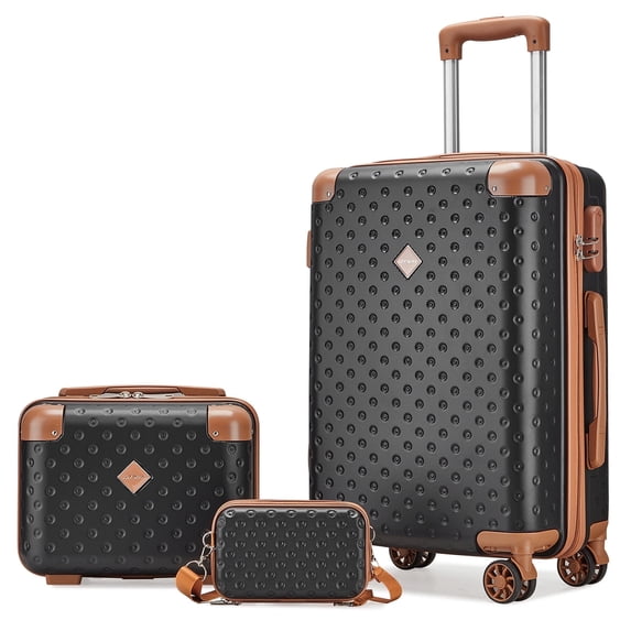 Joyway 3 Piece Luggage Set with Spinner Wheels Carry-On Suitcase Makeup Case and Crossbody Bag