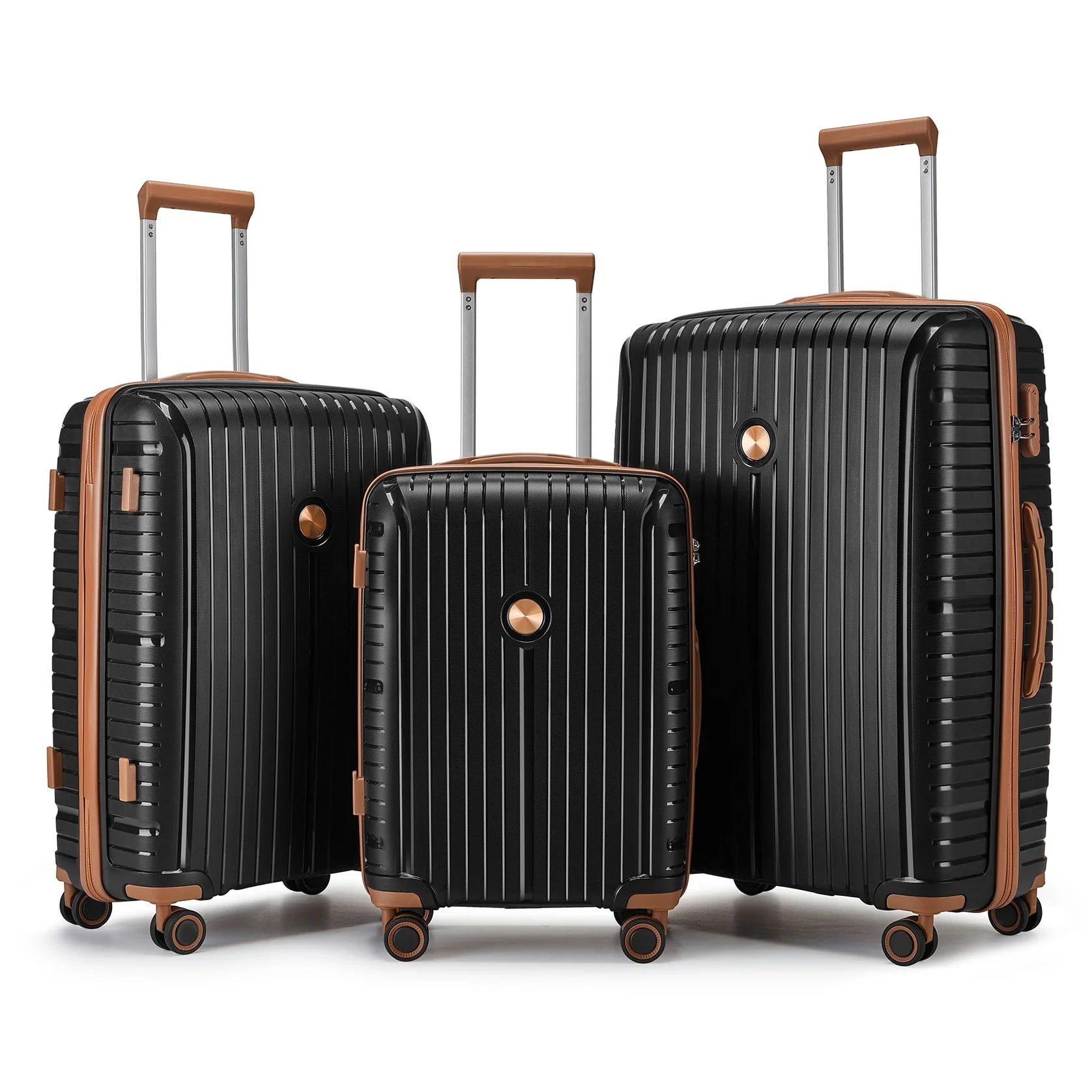Zimtown Hardside Lightweight Spinner Orange 3 Piece Luggage Set with TSA Lock
