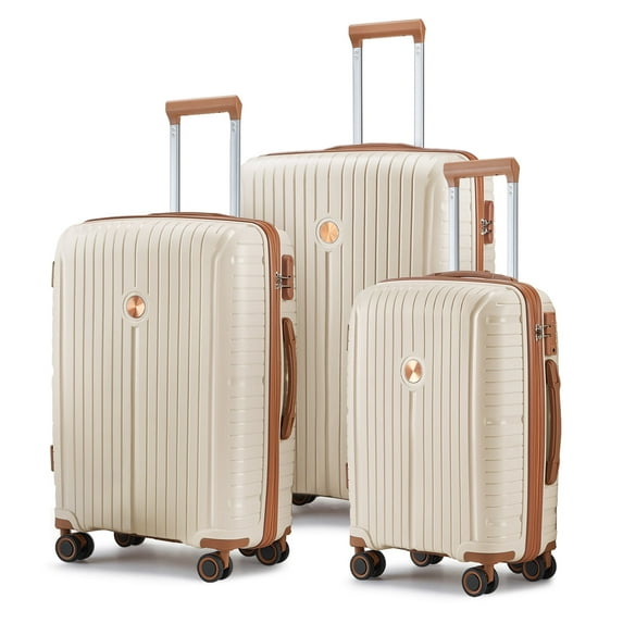 Joyway 3 Piece Luggage Sets Hardshell Lightweight Suitcase with TSA Lock Spinner Wheels(White)