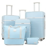 Joywayus ABS Hard Shell Expandable 5-Piece Luggage Set - 360  Spinner, 20, 24, 28 Sizes - Blue