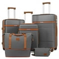 thumbnail image 1 of Joyway 5-Piece Luggage Set ABS Hardshell Spinner Suitcase with TSA Lock（Expandable 20"and 24" Carry-On）28"Checked Luggage-Grey, 1 of 6