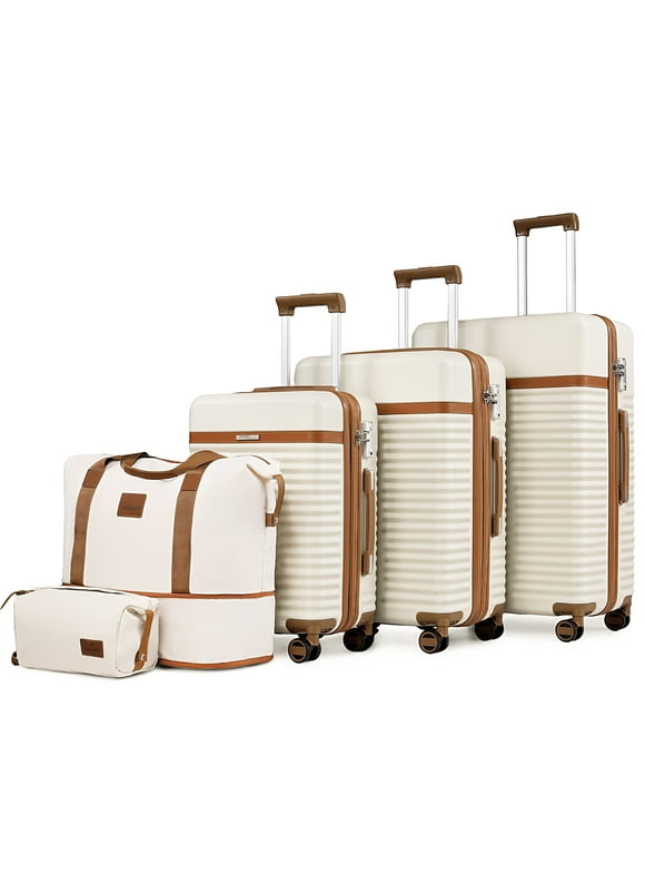 Joyway - 5 Luggage Sets ABS Hardside Spinner Luggage -（Expandable Suitcase20"24"）28-in Checked Luggage