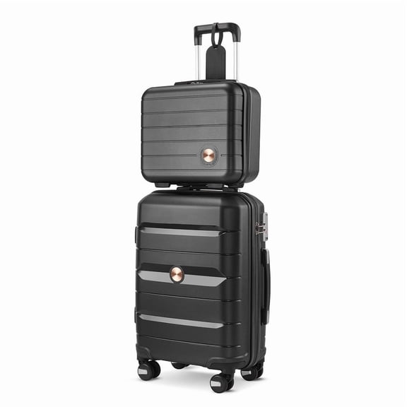Joyway 2-Piece PP Hardside Luggage Set, Carry-On Suitcase with Matching Travel Makeup Case, Spinner Wheels, TSA Lock, Lightweight Durable Travel Luggage