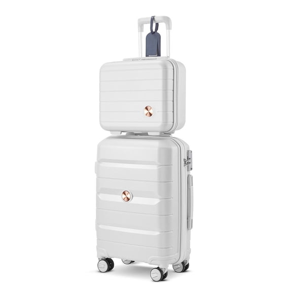 Joyway 2-Piece PP Hardside Luggage Set, Carry-On Suitcase with Matching Travel Makeup Case, Spinner Wheels, TSA Lock, Lightweight Durable Travel Luggage