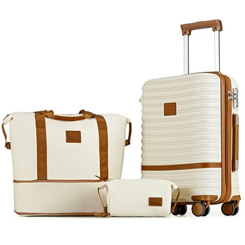 Joyway 20" Expandable Carry-on Luggage with Spinner Wheels，Hardside 3PCS Set with TSA Lock