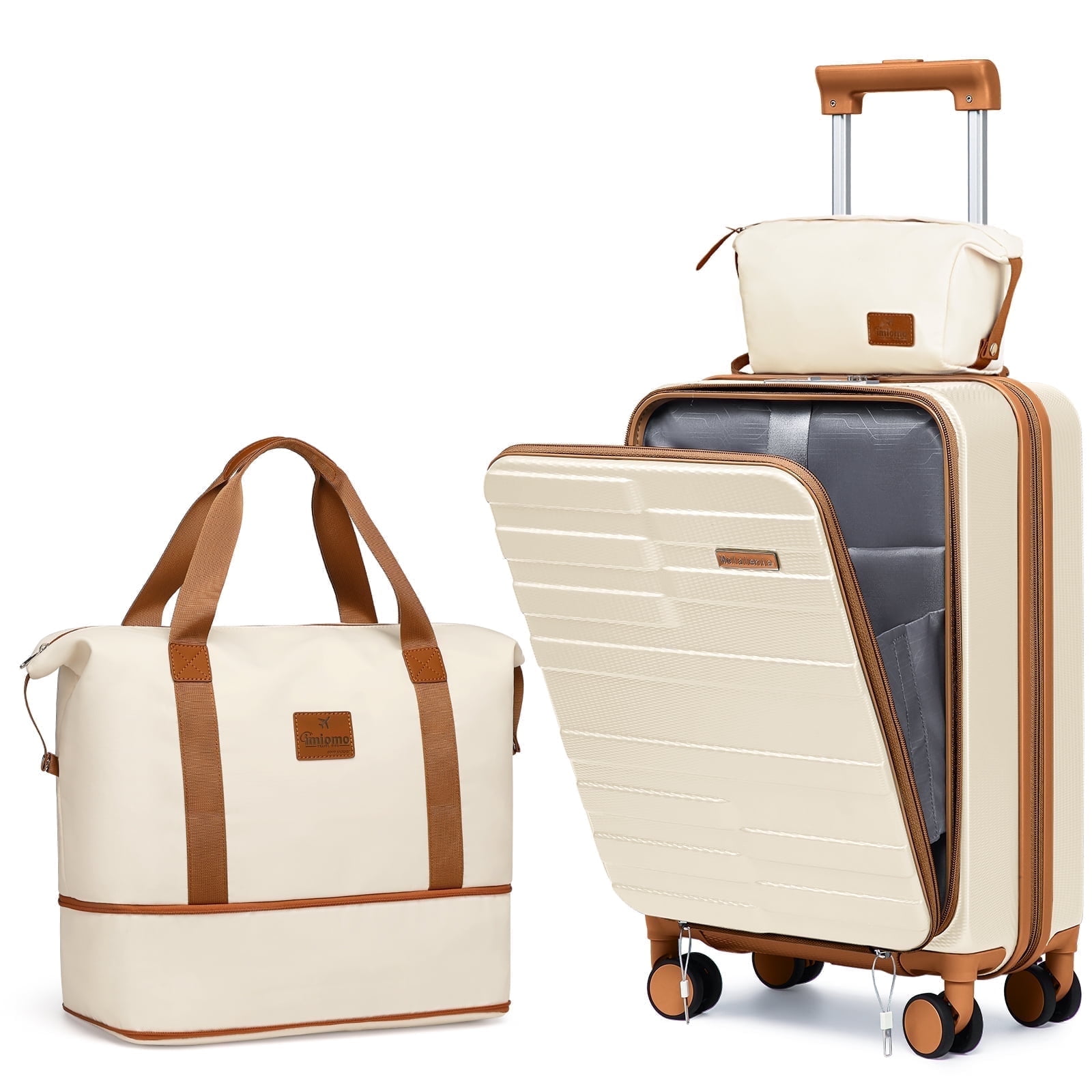 Joyway 3-Piece Front Opening Cover Carry-on Luggage Side Hooks TSA Lock Spinner Wheels YKK Zippers