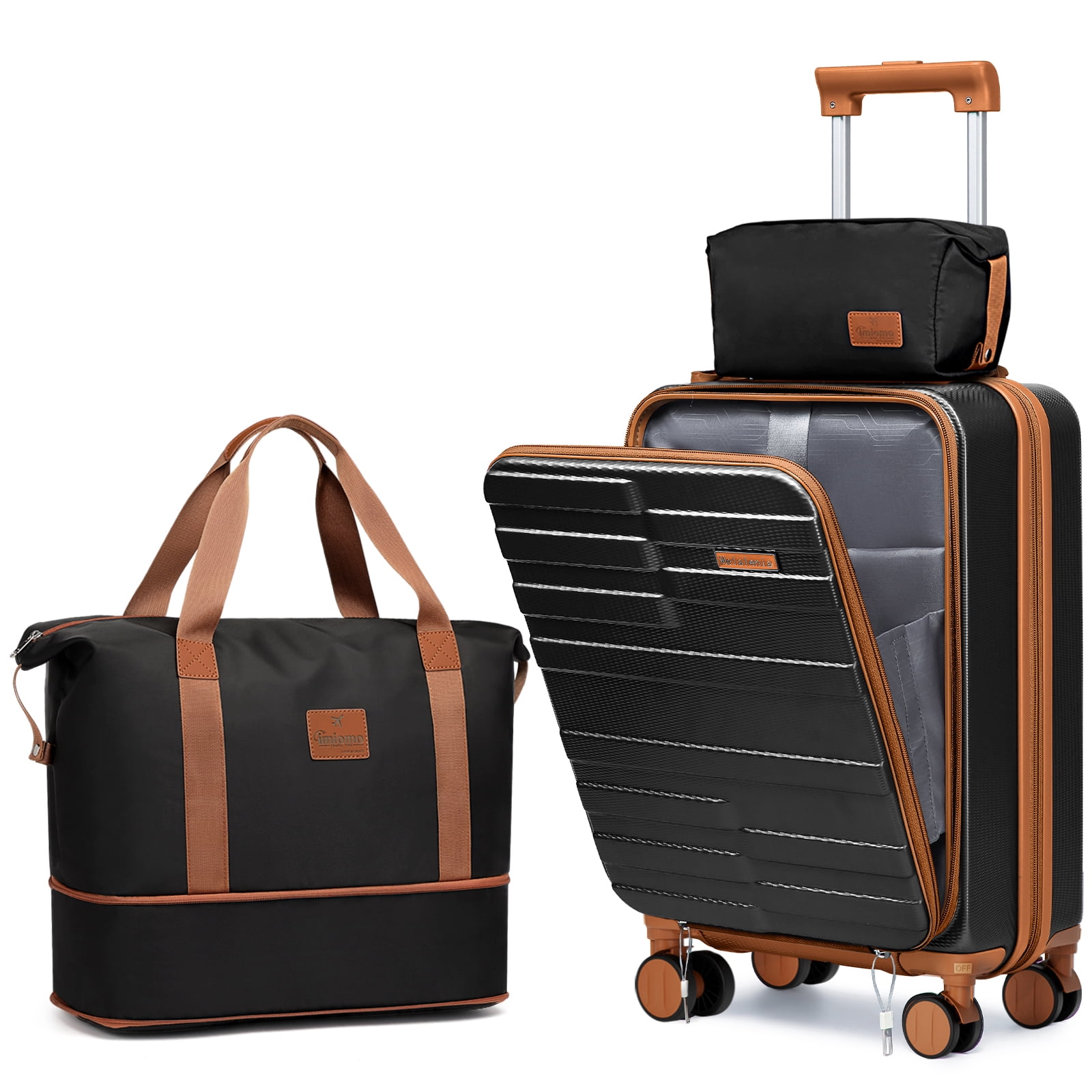 Joyway 3-Piece Front Opening Cover Carry-on Luggage Side Hooks TSA