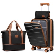 Joyway 3-Piece Front Opening Cover Carry-on Luggage Side Hooks TSA Lock Spinner Wheels YKK Zippers