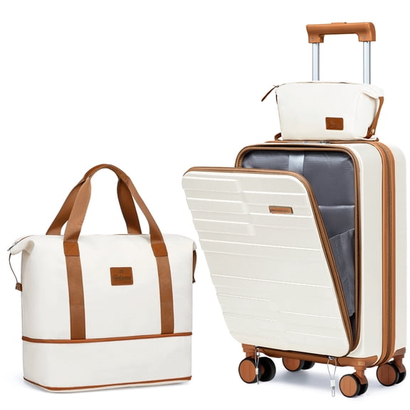 Joyway 3-Piece Front Opening Cover Carry-on Luggage Side Hooks TSA Lock Spinner Wheels YKK Zippers