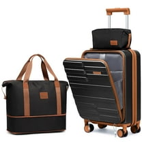Melalenia 3-Piece Front Opening Cover Carry-on Luggage Side Hooks TSA Lock Spinner Wheels YKK Zippers