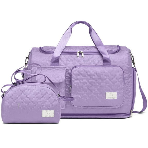 Joyway 2-Piece Expandable Foldable Duffle Bag Set with Wet Pocket and Shoe Compartment, Waterproof Travel and Gym Bags for Men & Women