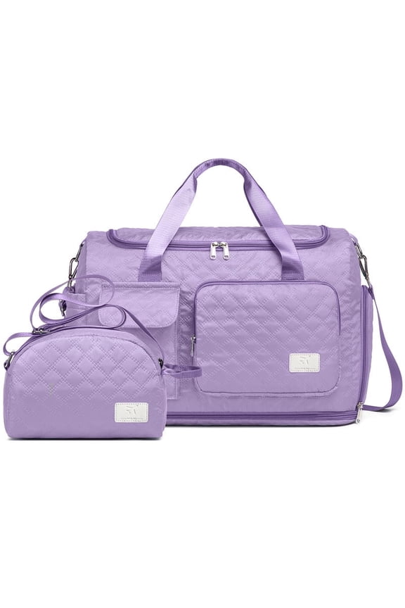 2-Piece Expandable Foldable Duffle Bag Set with Wet Pocket and Shoe Compartment, Waterproof Travel and Gym Bags for Men & Women