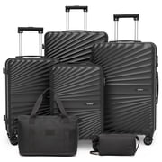 Joyway 6 Piece Hardshell Luggage Set with Spinner Wheels TSA Lock and Scratch-Resistant Finish Durable Lightweight Suitcases(Tote bags in mixed styles)