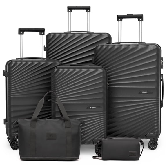 Joyway 6 Piece Hardshell Luggage Set with Spinner Wheels TSA Lock and Scratch-Resistant Finish Durable Lightweight Suitcases(Tote bags in mixed styles)