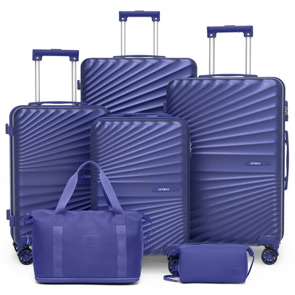 Joyway 6 Piece Hardshell Luggage Set with Spinner Wheels TSA Lock and Scratch-Resistant Finish Durable Lightweight Suitcases(Tote bags in mixed styles)