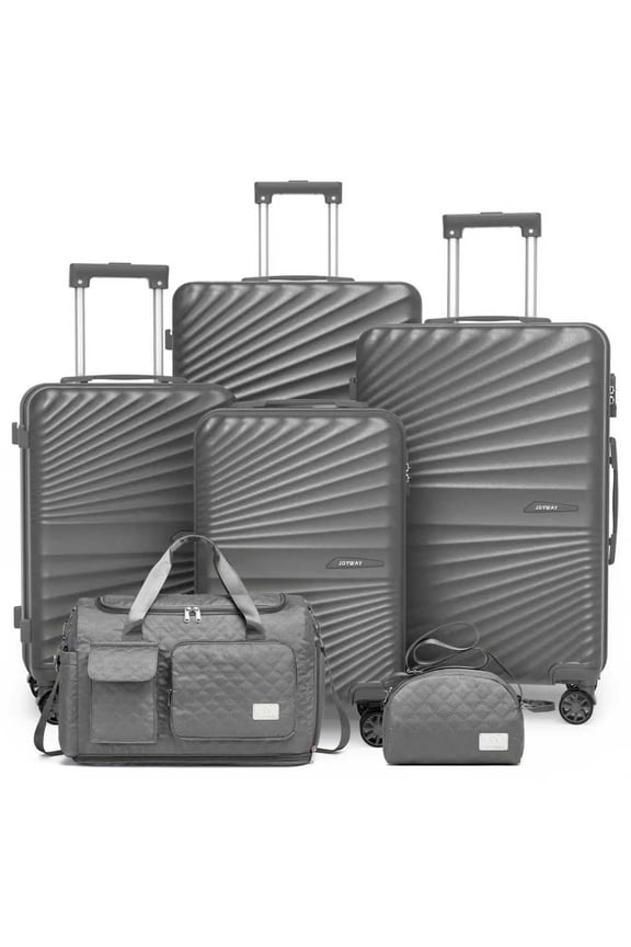 6 Piece Hardshell Luggage Set with Spinner Wheels TSA Lock and Scratch-Resistant Finish Durable Lightweight Suitcases(Tote bags in mixed styles)