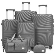 Joyway 6 Piece Hardshell Luggage Set with Spinner Wheels TSA Lock and Scratch-Resistant Finish Durable Lightweight SuitcasesTote bags in mixed styles