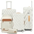 thumbnail image 1 of Joyway 5-Piece Luggage Set PC Ultra-Hard Shell Lightweight Suitcase TSA Lock Brake Spinner Wheels (20/24/29) with Backpack White, 1 of 7
