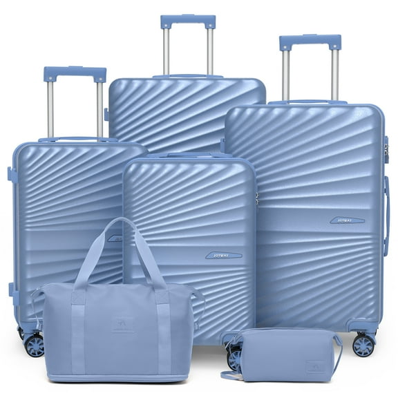 Joyway 6 Piece Hardshell Luggage Set with Spinner Wheels TSA Lock and Scratch-Resistant Finish Durable Lightweight Suitcases(Tote bags in mixed styles)