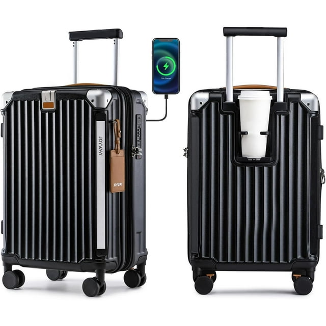 Joyway 20 inch Expandable Hard Luggage Set with USB Port, Cup Holder