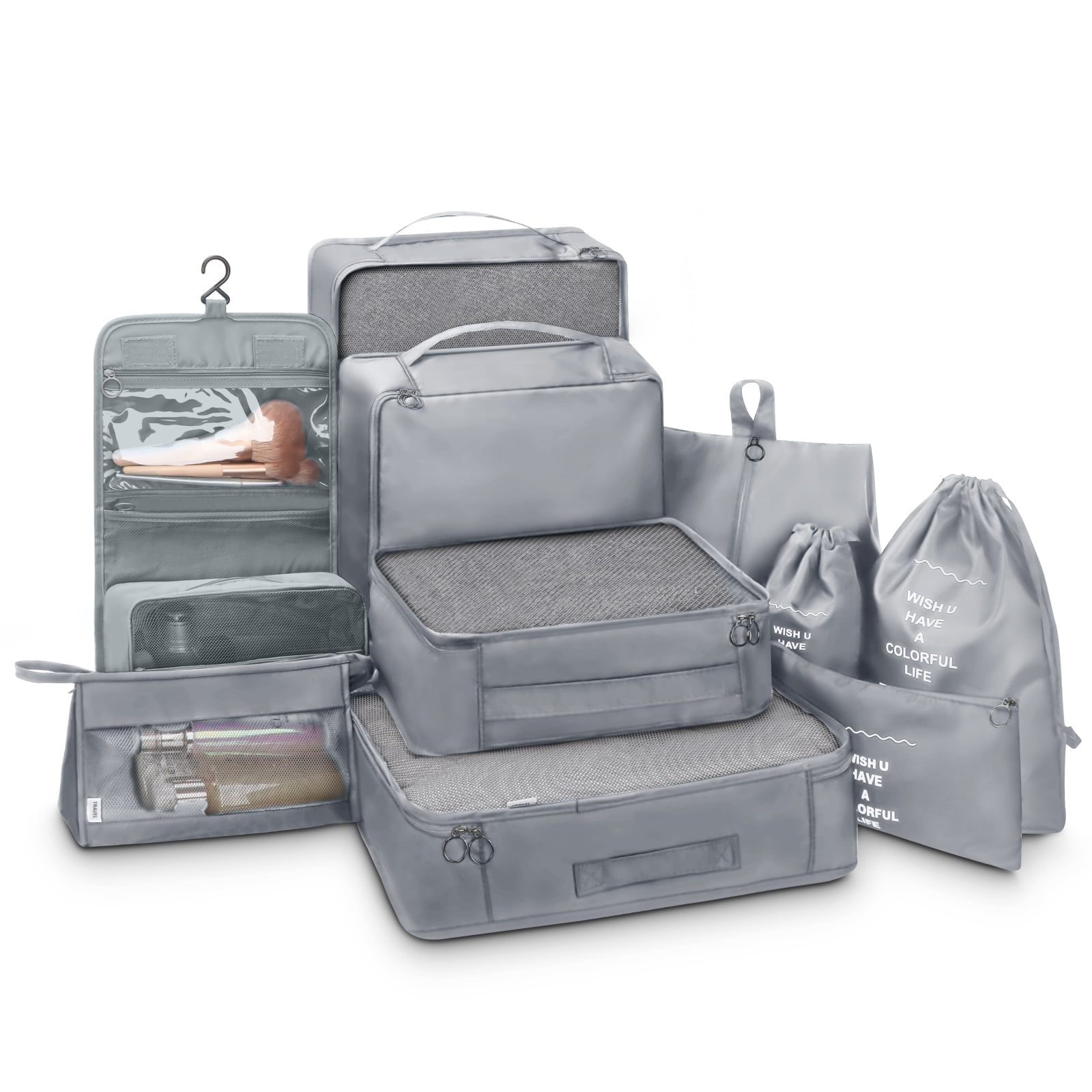 Joyway Packing Cubes 10 Piece Travel Packing Organizers with Extra Large Toiletries Bag for ...