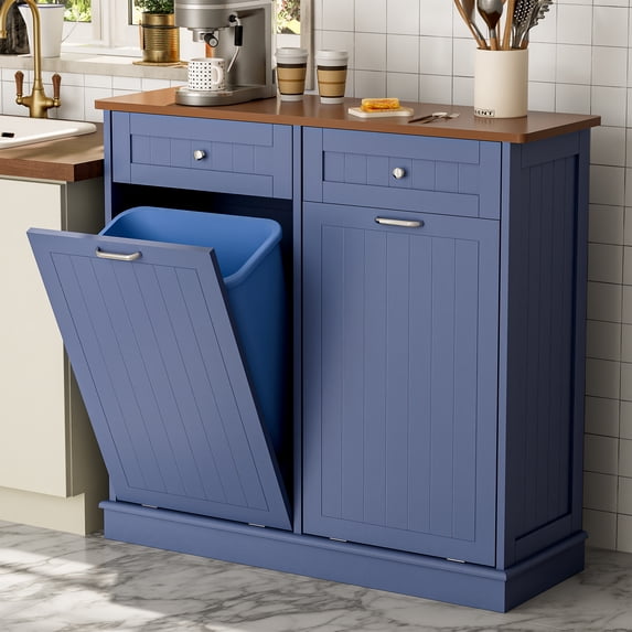 Joywind 2 x 13 Gallon Tilt Out Trash Cabinet with 2 Big Storage Drawer ...