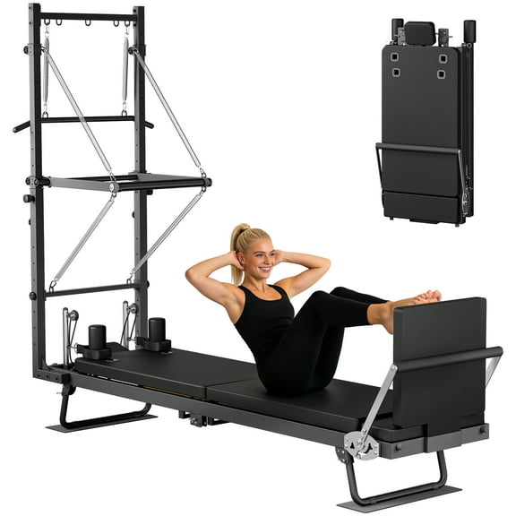 Joywind Foldable Pilates Reformer Machine for Home & Gym Use - Adjustable Dual Resistance for All Levels, Beginners to Advanced