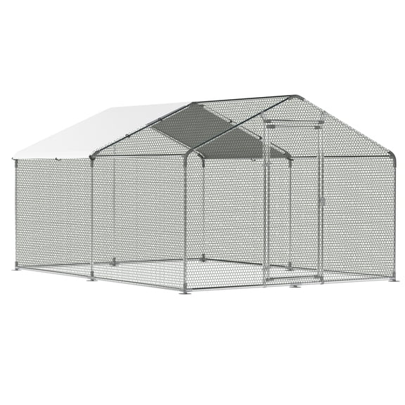 Joywind Large Metal Wire Mesh Chicken Coop, Walk-in Chicken Run with Tri-Supporting Structure, Anti-UV Cover and Spire Roof, Outdoor Poultry Cage for Chicken Rabbit,10 W x 13 L x 6.5 H