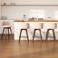 thumbnail image 1 of Joyyskill 26" Swivel Bar Stools Set of 4, Farmhouse Upholstered Bar Chairs with Curved Back and Wood Legs, Chenille Fabric Counter Height Island Chairs, Brown/Beige, 1 of 7