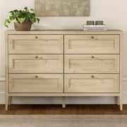 Joyyskill 6 Drawer Dresser 47" Wide Chest of Drawers Mid Century Modern Wooden Storage Dresser Organizer TV Stand, Light Oak