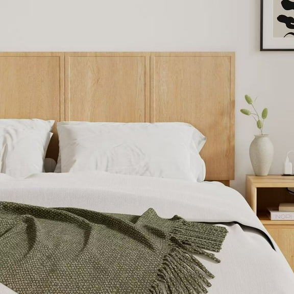 Joyyskill 62.4" Wide Headboard Only, Queen Size Wooden Headboard Modern Farmhouse Wall Mount Headboard for Bedroom, Natural Oak